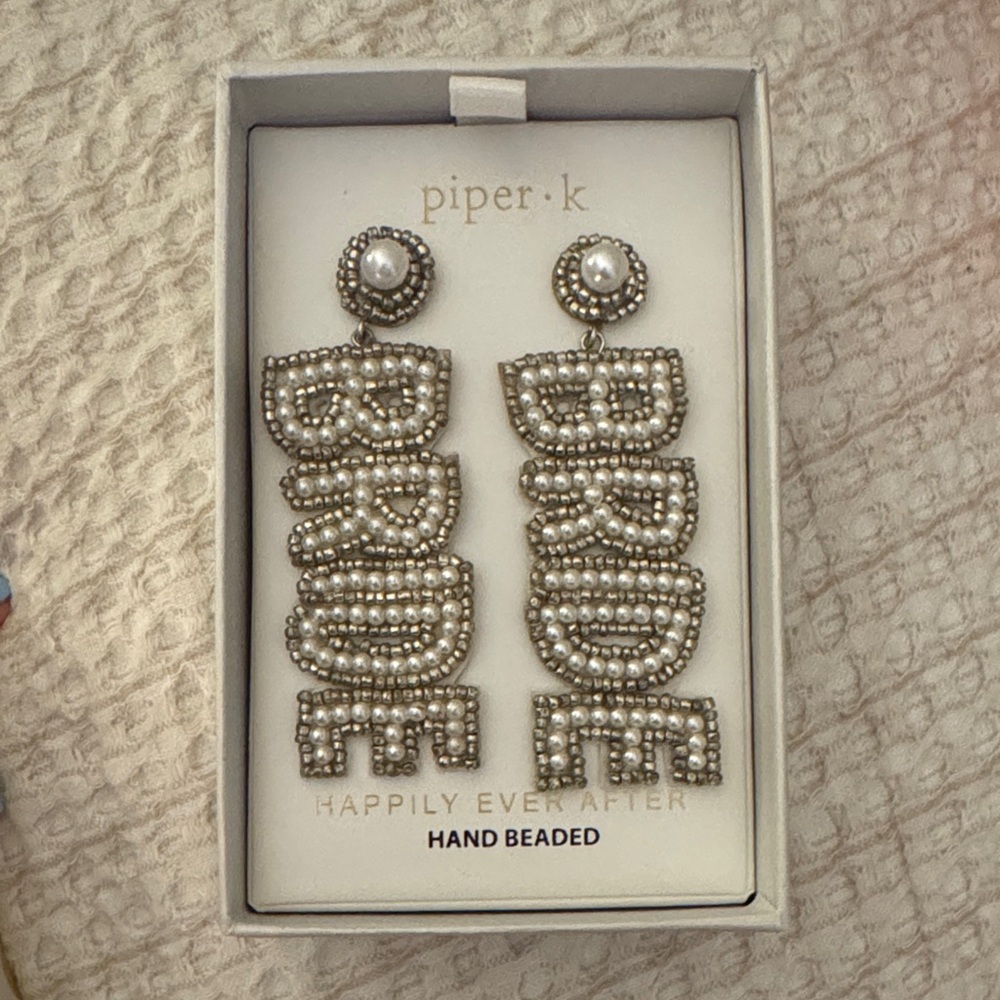 Piper K Pearl and Silver 'Bride' Earrings